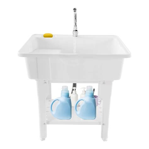 Laundry & Utility Tubs Sinks with Faucet, Freestanding Plastic Laundry ...