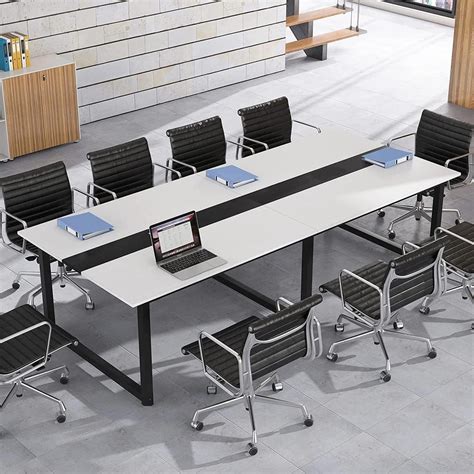 Conference & Meeting Room Table Finish In Black & White with Metal Bas