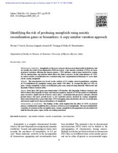 Identifying the risk of producing aneuploids using meiotic ...