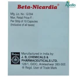 Beta-Nicardia Capsule | Uses, Side Effects, Price | Apollo Pharmacy