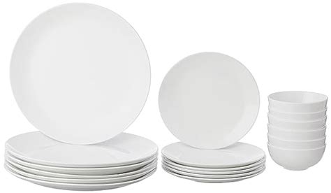 Amazon Brand - Solimo Ceramic 18 Piece Classic Solid Dinner Set | 6 ...