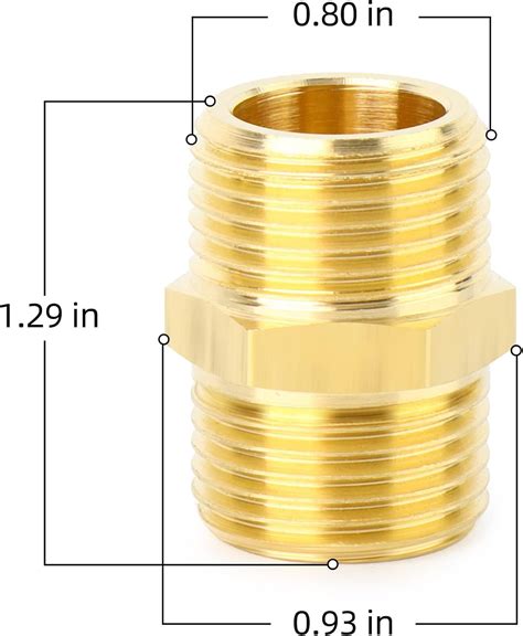 Buy ChillWaves Brass Pipe Fitting, Hex Nipple 1/2 NPT Male x 1/2 NPT ...