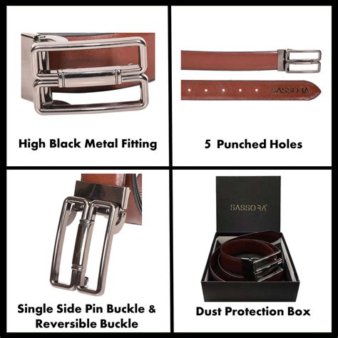 Sassora Premium Leather Reversible Detachable Buckle Belt For Men