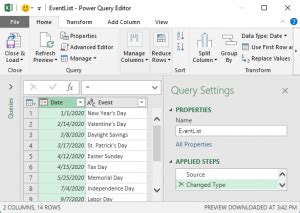 Power Query Calendar Table 的图像结果
