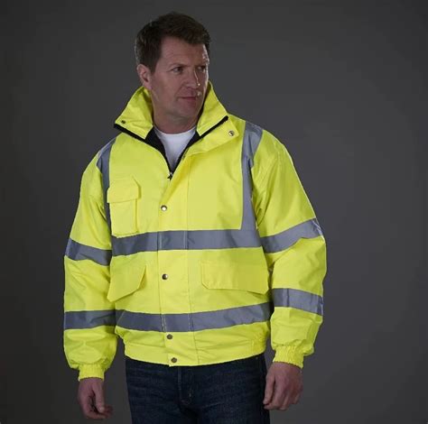 Hi Vis Bomber Jacket Mens Safety Jackets with Pockets and Zipper Work ...