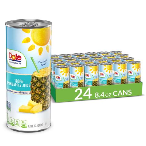 Dole 100% Pineapple Juice - 8.4 Fl Oz Cans (Pack of 24) | 100% Fruit ...