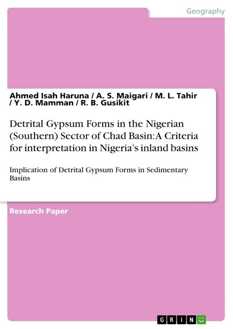 Detrital Gypsum Forms in the Nigerian (Southern) Sector of Chad Basin ...