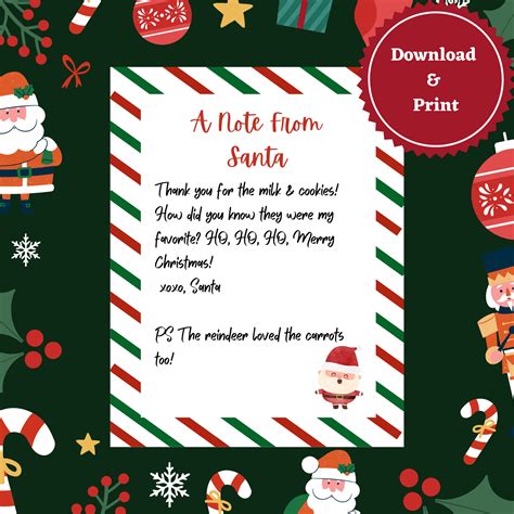 Thank You Note From Santa! Thank You for the Milk & Cookies. Instantly ...