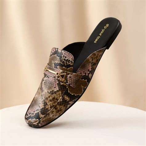 Brown Snake-print Mules – Dip Your Toes