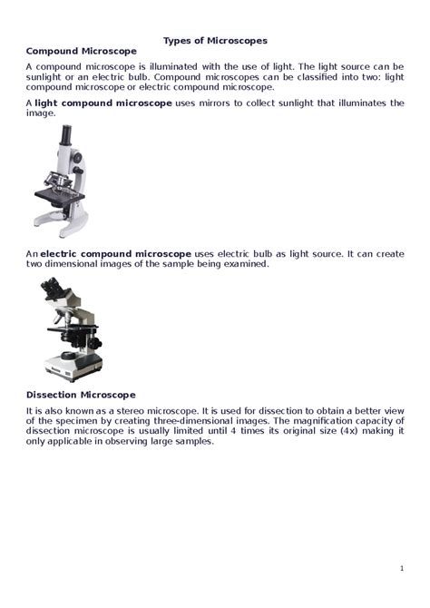 Types of Microscopes - Types of Microscopes Compound Microscope A ...