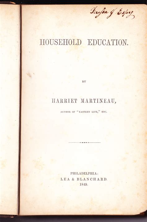 Household Education by Martineau, Harriet: Very Good Hardcover (1849 ...