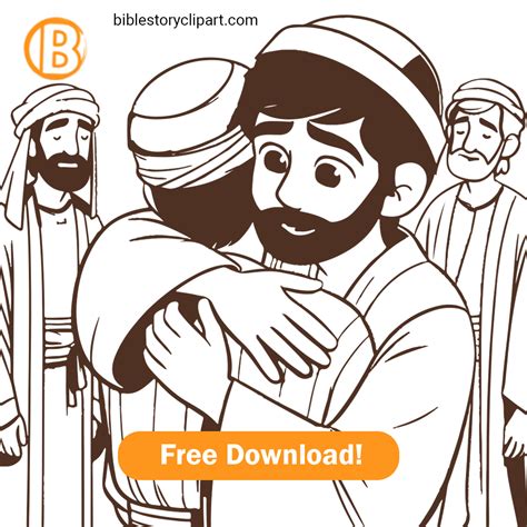 Joseph Forgives His Brothers Coloring Page - Bible Story Clipart