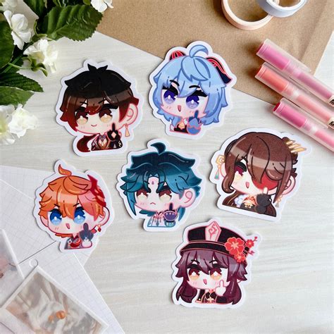 Genshin Impact Middle Finger Stickers: Characters From Liyue Stationary ...