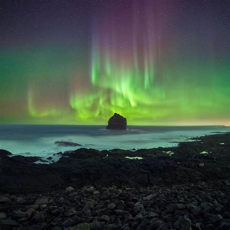 A beautiful display of Northern Lights captured in Western Iceland a ...