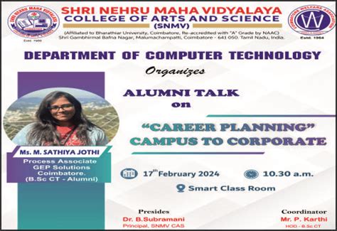 Alumni Talk -BSC CT - Shri Nehru Maha Vidyalaya