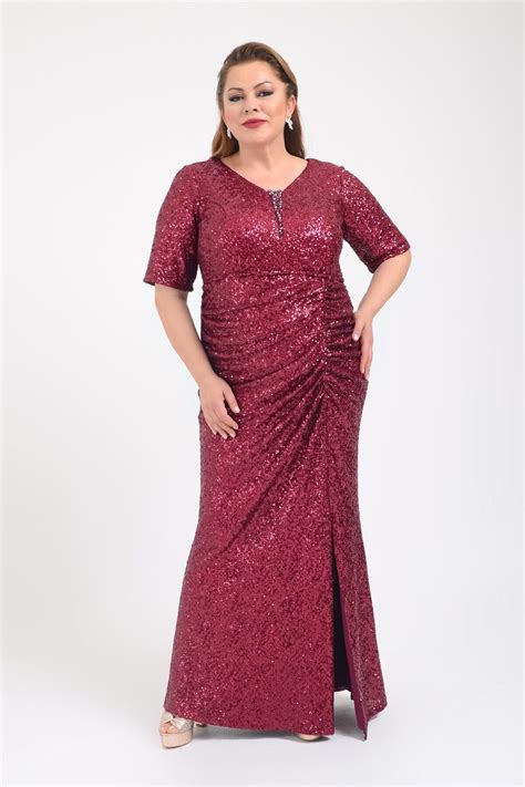 LİLAS XXL Büyük Beden Fuşya Renkli Pul Payetli Uzun Abiye Elbise Fiyatı, Yorumları - Trendyol