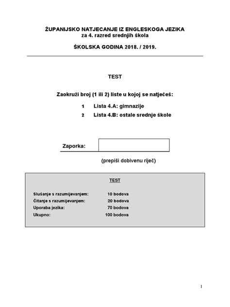 Image result for English Level 4 Test