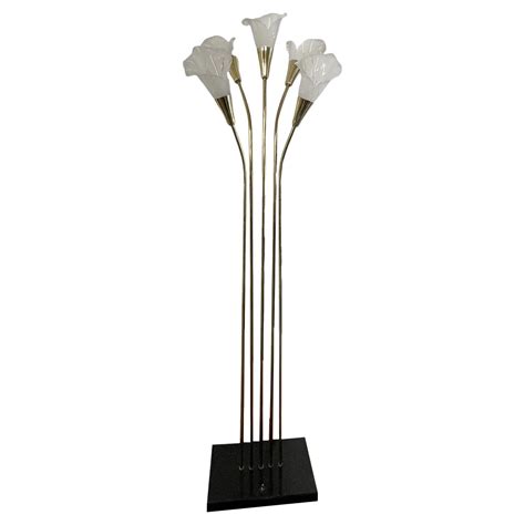 Murano Calla Lily Art Glass &Gilt Brass Flower Bouquet Floor Lamp by ...