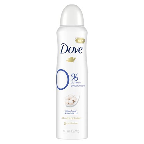 Dove 0% Aluminum Deodorant Spray Cotton Flower & Sandalwood, 4 oz ...