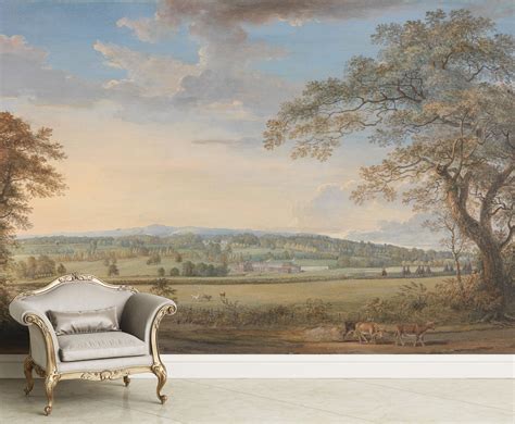 Landscape Wallpaper Mural Scenic Wall Mural Countryside Oil Painting ...