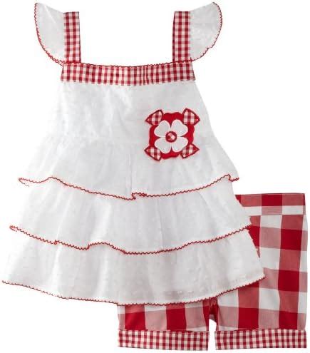 Buy Kids Headquarters Girls' Ruffled Top With Shorts, White/Red, 6 at ...