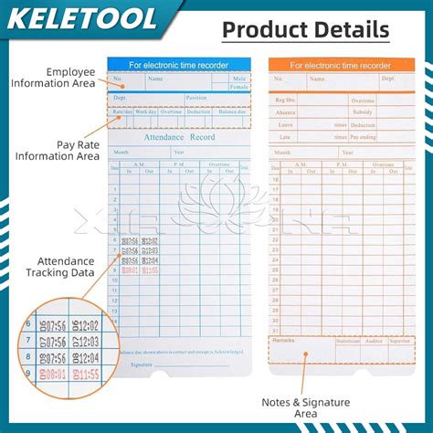 300 Pack Thermal Time Cards for Employees 2 Sided Monthly Timesheet ...