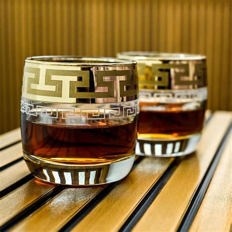 READYPEACE Gold Plated Crystal Whisky Glasses (Set of 6) | Perfect ...