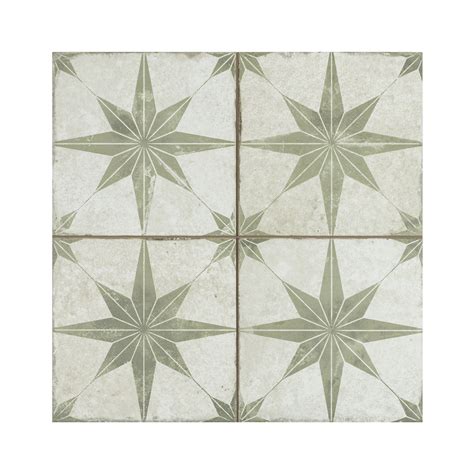 Green Star Tile - Olive Green Star Pattern Wall & Floor Tile