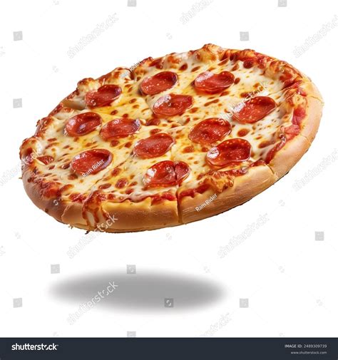 Falling Italian Pepperoni Pizza On White Stock Photo 2489309739 ...