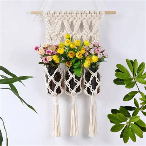 Handcrafted Macrame Triple Plant Hanger: 3-Tier Boho Decor – Ecofynd