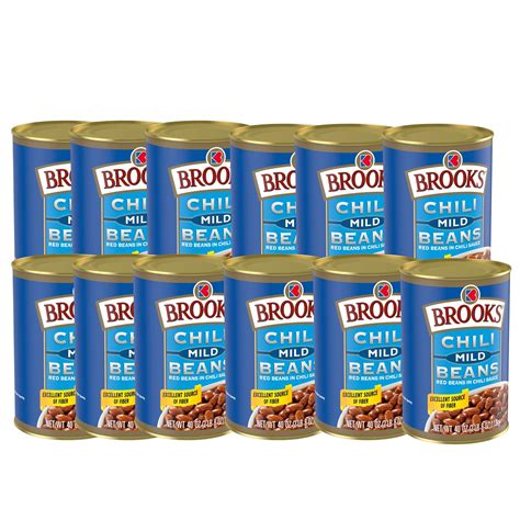 ( 12 Pack) Brooks Chili Beans, Canned Red Beans in Chili Sauce, Mild ...