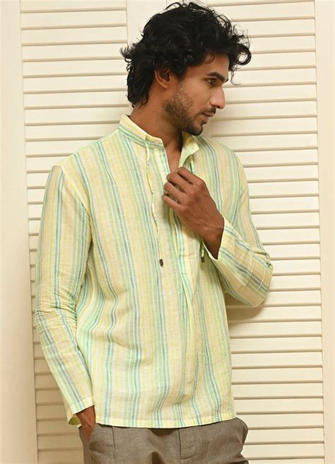 Mandarine Drawstring Shirt in Ocean Hue Strips – Trove Label