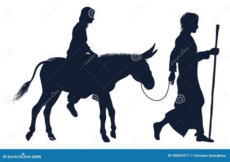 Mary and Joseph Christian Illustration Silhouettes Stock Vector - Illustration of bible, birth ...