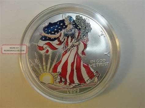 Colorized 1999 American Eagle Silver Dollar 1 Oz. Fine Silver Unc W ...