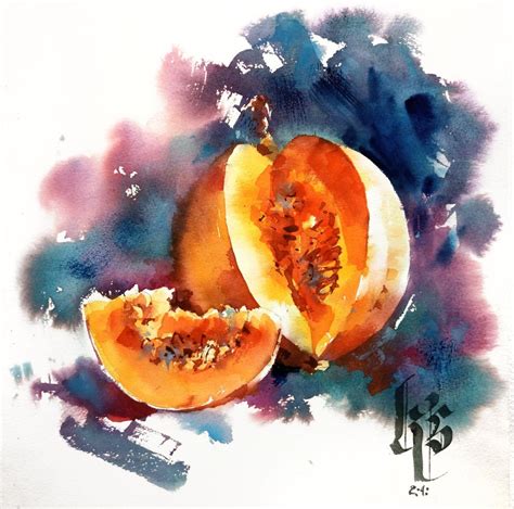 "Still life with pumpkin" (2018) Watercolour by Ksenia Selianko ...
