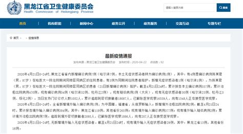 黑龙江省省内新增确诊病例7例 新增境外输入确诊病例1例