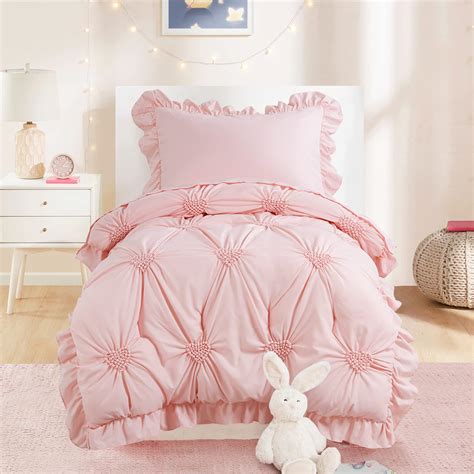 Amazon.com: HOMBYS 4 Pieces Pink Princess Toddler Bedding Set for Girls ...
