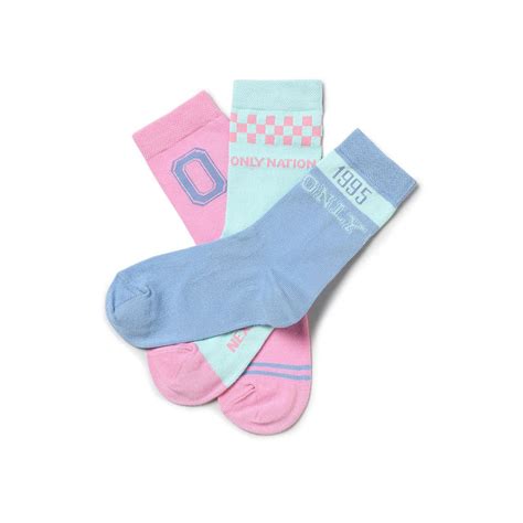 Buy ONLY Women Patterned Assorted Calf Length Socks (Pack Of 3) Online