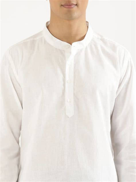 Men White Airy Linen Short Kurta
