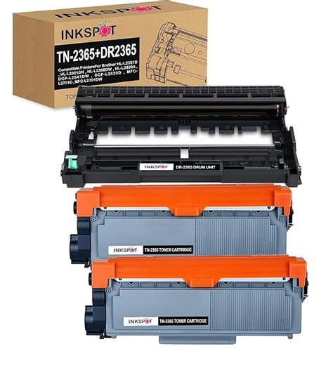 INKSPOT 2PC Easy Refill TN 2365 Toner Cartridge & 1PC DR 2365 Drum Unit ...