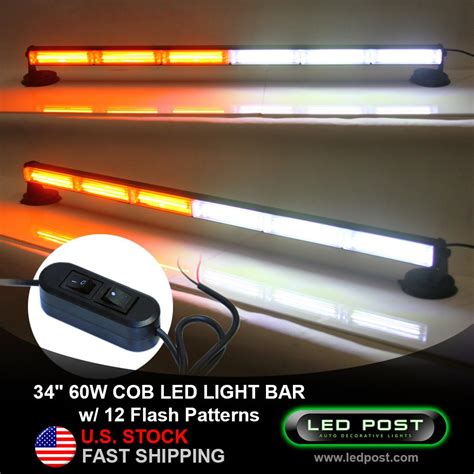 Buy 34" Amber White 60W Watts COB LED Emergency Alert Hazard Warning ...