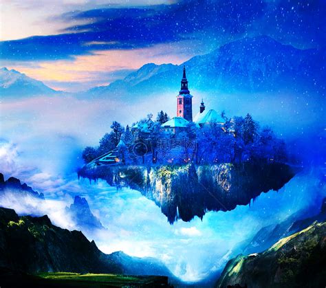 阿尔卑斯神秘湖幻化的天空之城图片素材_免费下载_jpg图片格式_VRF高清图片500468495_摄图网