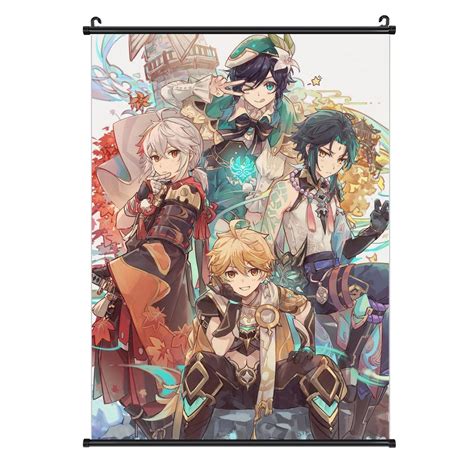 Buy Anime Genshin Impact Kaedehara Kazuhaxiao Aether Venti Scroll ...