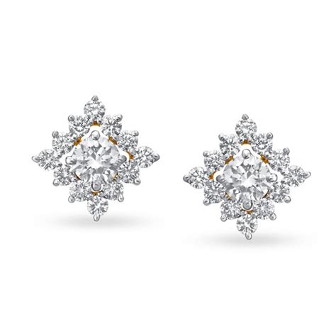 Geometric 18 Karat Yellow Gold And Diamond Rhomboid Studs