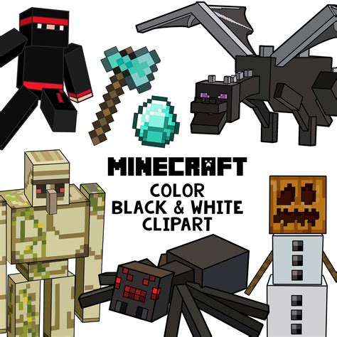 A Collection Of Minecraft Clipart Featuring Various Characters And ...