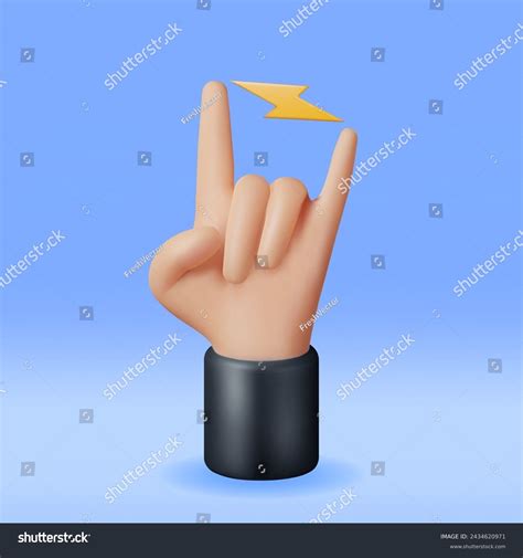 3d Hand Rock Gesture Symbol Isolated Stock Vector (Royalty Free ...