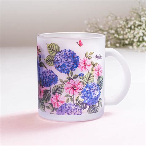 Buy Strokes by Namrata Mehta Frosted Glass Mug | Designer Mug for ...