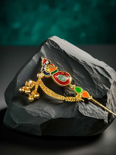 Peacock Designed Metal Basuri for Thakurji | OM Poshak