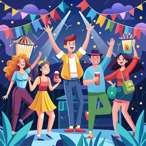 Five friends celebrating dancing and having fun at a night party ...