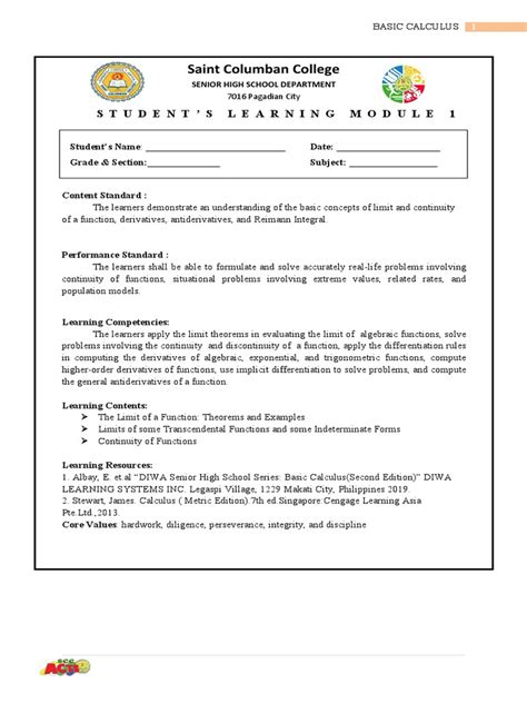 Image result for Basic Calculus Module